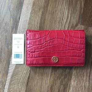 NWT Tory Burch Authentic Parker Croc Medium Wallet